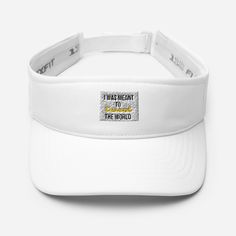 * 97% polyester, 3% spandex * Low-profile * 2 ½″ (5 cm) crown * Matching undervisor * Hook & loop closure with square ring * Head circumference: 22″-23 ⅜″ (56 cm-59 cm) Breathable White Visor For Sports, White Sports Visor One Size, White Sports Visor, One Size Fits Most, Adjustable White Curved Visor, Adjustable White Visor For Sports Events, White Summer Visor For Sports Events, White Summer Sports Visor, White Sports Hat With Letter Print, White Fitted Sports Hat