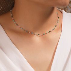 Simple Bohemia Elegant Choker Tassel Necklace for Women Colorful Drop Bead Short Chain Pearl Pendant Kalung Choker, Colar Chocker, Boho Choker Necklace, Teal Necklace, Elegant Choker, Summer Beach Jewelry, Boho Choker, Fashion Jewelry Sets, Neck Chain