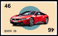 the new bmw i8 sports car is shown in an image that appears to be red