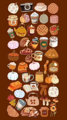 a poster with many different types of food on it's side, including breads and