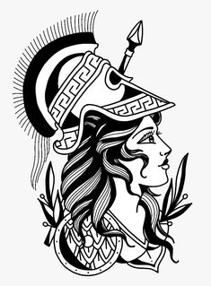 Athena Goddess Drawing, Goddess Drawing, Athena Tattoo, Roman Tattoo, Traditional Black Tattoo, Shin Tattoo, Cool Wrist Tattoos, Tattoo Old School, Greek Mythology Tattoos