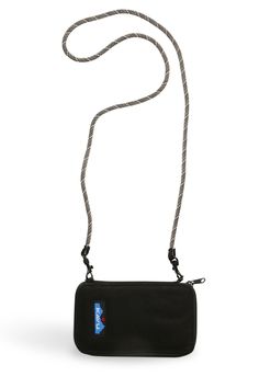 Black Versatile On-the-go Crossbody Wallet, Kavu Wallet, On-the-go Zipper Closure Crossbody Pouch, Crossbody Bag Strap With Removable Pouch For On-the-go, Nylon Belt Bag With Zipper Closure For On-the-go, Small But Mighty, Key Wallet, Metal Spring, Fold Wallet