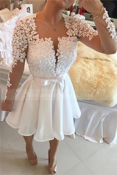 short homecoming dress, lace party dress, 2017 homecoming dress, long sleeve party dress, 2017 evening dress