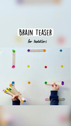 two children holding wooden sticks with the words brainteaser for toddlers