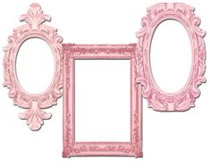 two pink frames with ornate designs on them