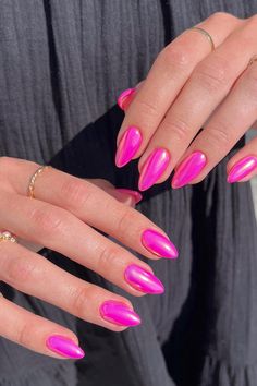 Chrome Pink, Unghie Nail Art, Nagellack Trends, Hot Pink Nails, Pink Chrome, Smink Inspiration