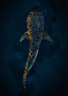 a drawing of a sea horse in the water with waves coming out of it's back