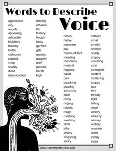 a poster with words to describe voice