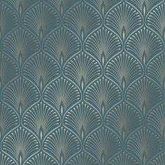 an art deco wallpaper pattern in blue and gold