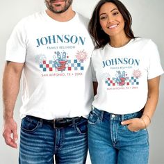 Personalized 4th Of July Family Reunion Matching T-Shirt Family Matching 4th Of July T-shirt With Graphic Print, Family Matching Independence Day Graphic T-shirt, Patriotic T-shirt For 4th Of July, Patriotic T-shirt For 4th Of July Fan Merchandise, Patriotic 4th Of July Fan Merchandise T-shirt, 4th Of July Custom Print Crew Neck T-shirt, Family Matching Crew Neck T-shirts For 4th Of July, Patriotic Tops With Custom Print For 4th Of July, Patriotic Tops With Independence Day Custom Print