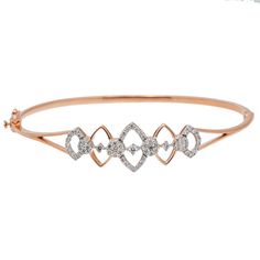 Embody an air of timeless sophistication with this 18k rose gold and diamond bangle from Virani Jewelers. Inspired by the beauty of fine gold jewelry, this captivating Art Deco-inspired bangle features intricate patterns and brilliant diamonds that exude glamour and elegance. Adorn your wrist with this statement 18k rose gold diamond bangle and make a bold impression on any occasion, showcasing your appreciation for the artistry of jewelry craftsmanship.Features• 18k rose gold• Diamonds• Minimal Gold Bangles Indian, Captivating Art, Fine Gold Jewelry, Stone Bangle, Jewelry Accessories Ideas, Gold Bead Necklace, Rings Diamond, Accessories Ideas, Jewelry Rings Diamond