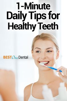 1-Minute Daily Tips for Healthy Teeth You already know that you should brush your teeth at least twice a day for 2 minutes each time, floss at least once a day, and see your dentist on a regular basis. www.bestonedental.com #dental #dentalcare #dentalhealth #oralcare #oralhealth #oralhygiene #healthyteeth #oralhealthtips #dailytipsdental #dentalcovorage #bestonedental www.bestonedental.com Hygiene Hacks, I Healed, Tooth Care, Dental Cavities, Tooth Sensitivity, Stronger Teeth, How To Prevent Cavities, Receding Gums