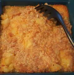 a casserole dish with a fork in it