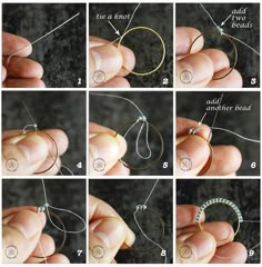 how to make a simple wire wrapped ring with beads and thread - step by step instructions