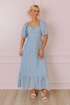 - Keep thriving and vibing this season with this cute dress! - Fully lined material with a petite floral print - A v-cut neckline with a ruched detail - Short puff sleeves with elastic shoulder and elastic cuffs - A back cutout and tie detail - A waistline with an elastic back - A flowy yet flattering silhouette that ends in a midi length hemline Measurements S : Bust 32", Hip 36", Length 44.5", Sleeve Length 11", Waist 26". M : Bust 34", Hip 38", Length 45", Sleeve Length 11.5", Waist 28". L : V Cut, V Cuts, Cute Dress, Puff Sleeves, Midi Length, Cute Dresses, Puff Sleeve, Blossom, Floral Print