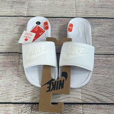 New, With Tags Color:White Size:7 Sku: Cn9677-101 Comfortable White Slip-on Sandals, Casual White Slip-on Flip Flops, Sporty White Sandals With Textured Footbed, White Sporty Slip-on Sport Sandals, White Non-slip Slides For The Beach, White Slide Sport Sandals With Cushioned Footbed, White Slip-on Sporty Sport Sandals, White Flip Flops With Removable Insole For Vacation, White Slip-on Sport Sandals