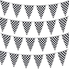 black and white checkered bunting flags