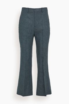 Bite Studios Pants Credo Cropped Bootcut Woven Trouser in Thunder Classic Fitted Flares For Workwear, Fitted Classic Wide Leg Flares, Classic Fitted Wide Leg Flares, Tailored Flare Bottoms With Pressed Crease, Classic Flare Jeans For Fall Workwear, Elegant Wide Leg Flare Jeans For Work, Workwear Flare Jeans With Welt Pockets, Fitted Flare Bottoms With Pressed Crease, Classic Cropped Leg Fall Pants