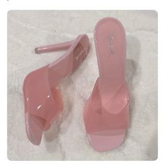 Clear Sandals Heels, Clear Shoes Heels, Pink Princess Shoes, Pink Heels Outfit, Red Bottoms Heels, Heels Thick Heel, Barbie Heels, Slipper Heels, Vintage Money