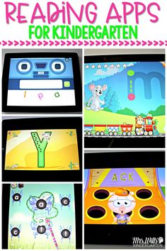 several pictures of children's learning games with the words reading apps for kindergarten