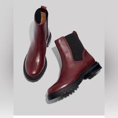 Beautiful Wine Colored Boot - Never Worn, New In Box! Retails For $197 Madewell Chelsea Boot, Madewell Boots, Colored Boots, Platform Chelsea Boots, Leather Industry, Madewell Shoes, Brown Ankle Boots, Chelsea Boot, Black Leather Boots