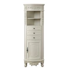 Winslow 22 in. W x 14 in. D x 67.5 in. H Single Door Linen Cabinet in Antique White - Super Arbor Corner Linen Cabinet, Freestanding Linen Cabinet, Linen Storage Cabinet, Restroom Remodel, Bath Cabinet, Corner Bath, Linen Cabinets, Pretty Bathrooms, Bathroom Linen Cabinet