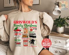 Griswold Christmas Sweatshirt, Griswold Co Sweater, Christmas Tree Farm Shirt, Family Vacation Match, National Lampoon's Christmas Vacation 🎁 Perfect Gift for Friends & Family! 🎁 Get high-quality, affordable, and personalized t-shirts that make a thoughtful gift for your loved ones. Each shirt is carefully printed by hand using the latest technology and eco-friendly, water-based inks. Thank you for supporting our small business! ❤️ 📏 What Size Should I Get? 📏 Please refer to the size chart i Christmas Vacation Party, National Lampoon's Christmas Vacation, Griswold Family, Griswold Family Christmas, Griswold Christmas, Day Club, National Lampoons Christmas Vacation, Lampoon's Christmas Vacation, National Lampoons