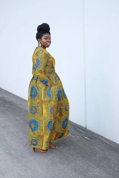 "African Ankara full length long sleeve Maxi Dress handmade women with sides pockets Yellow background with other multi color bold print. Polycotton Fabric Contact me for other sizes or if you want different body measurements. Return without notifications after 3 days will be subject to only exchange. The original shipping costs will be deducted from the original cost price for any item return Check the measurement before purchasing. Please take your measurements before you order. Please don't a Fitted Maxi Length Kimono, Long Kimono Jacket, African Party Dresses, Dress African, Polycotton Fabric, African Ankara, Ankara Dress, Long Kimono, Open Back Dresses