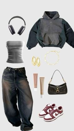 Baggy Clothes Outfit Ideas, Streetwear Outfit Inspo Women, Rnb Aesthetic Outfit, Ash Style Outfit, Outfit Ideas Streetwear Women, Dress Like Your Type, 2011 Outfits, Moodboard Aesthetic Fashion, Mall Outfit Ideas