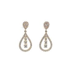 Yellow Gold Drop Bridal Earrings For Formal Occasions, Teardrop Chandelier Earrings With Diamond Accents For Formal Occasions, Formal Teardrop Chandelier Earrings With Diamond Accents, Formal Yellow Gold Drop Bridal Earrings, Gold Pear-shaped Diamond Earrings With Accents, Formal Teardrop Pendant Drop Earrings, Formal Teardrop Pierced Drop Earrings, Formal Teardrop Shaped Pierced Earrings, Formal Pear-shaped Drop Earrings With Matching Set