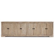 the sideboard is made out of wood and has four doors on one side, with three