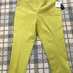 Pants Brand New With Tags Green Pull-on Style Pants For Spring, Green Relaxed Fit Capris For Spring, Spring Solid Capris With Side Pockets, Green Capris For Workwear In Spring, Green Capris For Spring Workwear, Spring Green Stretch Capris, Lime Green Pants, Green Pants, Lime Green