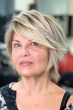 Bright Blonde Sweeping Fringe Short Shaggy Haircuts, Large Curls, Hairstyles For Older Women, Curly Clip Ins, Choppy Hair, Shag Hairstyles