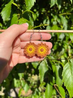 Handmade micro crochet brown, yellow flower earrings, flower earrings, hypoallergenic silver, gift These earrings are handcrafted with a 0.6mm crochet hook and Gütermann's sewing thread. The finished motif is around 2cmx2cm, making these light and easy to wear all day long. The bright colours will bring a pop of life to any outfit. A great gift for a special someone! **New ear wires** I have changed supplier for jewellery, so the design is slightly different. See listing images for the updated earrings hooks! These items are made to order, so please allow a couple of days before they are able to be shipped. Crochet Flower-shaped Earrings For Gift, Handmade Dainty Flower Earrings, Handmade Flower Jewelry For Everyday, Crochet Drop Earrings For Gift, Yellow Crochet Jewelry Gift, Round Crochet Jewelry As Gift, Crochet Drop Earrings As Gift, Handmade Everyday Flower-shaped Jewelry, Yellow Crochet Bohemian Jewelry