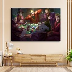 the jokers are playing poker together in front of a wall mounted canvas art print