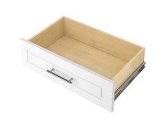 This 8-in drawer gives you the ability to add concealed storage to your closet system. An easy-to-assemble option, the drawer has a modern raised front and comes with full extension ball bearing glides and handles. The drawers are 24-in wide by 13.5-in deep and easily mounts between two vertical panels. The drawers are specifically designed to be used with our closet kits. Easy Track Modern Raised 8 in. Deluxe Drawer Kit in White | 680162-WH Wood Closet Organizers, Wood Closet, Closet Kits, Concealed Storage, Closet Accessories, Closet System, Closet Organizers, Ball Bearing, Closet Organization