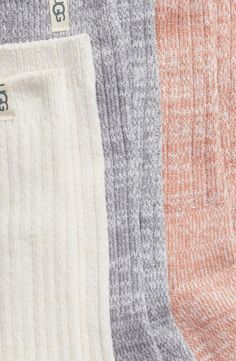 UGG® Assorted 3-Pack Slouchy Ribbed Crew Socks | Nordstrom Comfortable Ribbed Casual Socks, Comfortable Casual Ribbed Socks, Comfortable Cozy Ribbed Socks, Comfortable Ribbed Cozy Socks, Casual Ribbed Snug Socks, Cozy Cotton Ribbed Socks, Cozy Ribbed Cotton Socks, Comfortable Stretch Ribbed Socks, Casual Snug Ribbed Socks