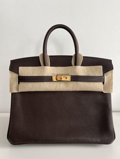 Hermès Birkin 25 Ebene Barenia With Gold Hardware Designer Brown Bag With Hasp Closure, Epsom Leather Travel Bag With Hasp Closure, Designer Bags With Hasp Closure For Formal Occasions, Designer Brown Epsom Leather Bags, Hermes Birkin 25, Birkin 25, Rose Gold Hardware, Hermes Bags, Gold Leather