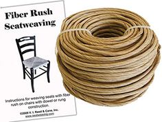 an image of a chair with a rope wrapped around it and the label for fiber rush seatweaving