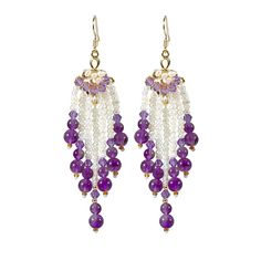 PRICES MAY VARY. Its a boho statement beaded tassel earrings of 3.54 Inch Length for women and girls! These bohemian seed bead fringe Pearl earrings are absolutely stunning with the Amethyst Purple colors. All of our long native beaded tassel dangle earrings are handmade, we spend a lot of time to choose the fit beads, weave, reinforce strings and tie knots, with Amethyst Purple Beads tassels more Romantic,it is very exquisite. Material:Amethyst Bead,Water Fresh Pearl,Austrian Crystal,S925 Sterl Fringe Earrings Pattern Free, Formal Beaded Jewelry, Gemstone Beaded Earrings, Wedding Gift Packaging, Amethyst Chandelier, Amethyst Earring, Tassel Chandelier, Purple Fringe, Beads Tassels