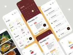 the food app is designed to look like it has multiple menus and ingredients on it