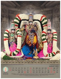 a calendar with an image of the hindu god