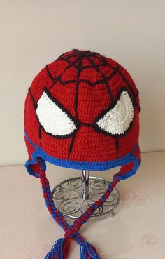 *Attention*: If you order today, it will be shipped the next day (first business day)  Ready to Ship  Crochet Spiderman Hat,Mayday Parker Crochet Beanie,Spider Web Hat,Spiderman Crochet Beanie Handmade, crocheted hat for kids and adults who love spiderman. Due to the flexibility of the knitting yarn, it can fit different sizes. If you would like to order a special size, you can contact me. Hand wash only I wish, you to use it in good and healthy days. Knit Spiderman Hat, Spiderman Hat Crochet, Crochet Spiderman Hat, Crochet Spiderman Beanie, Granny Hat, Spiderman Beanie, Crochet Spiderman, Spiderman Crochet, Superhero Hats