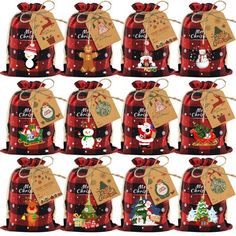 This set includes cotton Christmas drawstring bags in a festive buffalo plaid design, perfect for use as reusable gift wrapping bags. Ideal for candy, goodie bags, and holiday party favors, these small fabric sacks add a charming touch to your celebrations. COEN Set Size: Set of 36 | COEN Cotton Christmas Drawstring Bags - Buffalo Plaid Xmas Gift Bags, Reusable Fabric Goodie Sacks Cardboard | Set of 36 | Wayfair Small Fabric Bags, Christmas Gift Themes, Volunteer Appreciation Gifts, Wish You Merry Christmas, Holiday Party Favors, Holiday Gift Bag, Cotton Gift Bag, Christmas Party Favors, Christmas Icons