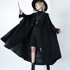 A long cloak for a prestigious black knight. Pair it with blouse and pants to create a boyish black knight outfit. Just put on a cloak to create a full atmosphere. Why not be invited into the world of knightly tales?       Size     S size     Length: 120cm     M size     Length: 124cm     L size     Length: 128cm                   Material     Wool   Polyester       Model worn     Wearing size     S size     Model dimensions     Height: 160cm Princess Chronicles, Long Cloak, Knight Outfit, Prince Clothes, Fantasy Clothing, Character Outfits, Lolita Fashion, Cloak, Costume Design