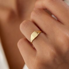 14k Gold Signet Ring / 14K Gold Geometric Pinky Ring / Square Signet Ring For Women / Simple Thick Band Ring By Ferkos Fine Jewelry   ▶ Item Details * Handmade * Made to Order * Gold KT: 14K Solid Gold (also available in 18K) * Gold Color Options: Rose Gold, Yellow Gold, White Gold * Signet: 6.5 x 6.5 MM * Ready to Ship in 3-10 Business Days ▶ See more of our Gold Wedding Bands here - https://etsy.me/3X3uf9F ▶ See our storefront here - http://etsy.me/2lUcVnH  ▶ All store sections here * Diamond Rings - http://etsy.me/2lwKUl8 * Diamond Earrings - http://etsy.me/2lyqVBP * Diamond Necklace - http://etsy.me/2mqa6O1 * Diamond Bracelets - http://etsy.me/2mVrAB5 * Gold Necklaces - http://etsy.me/2lUxj86 * Gold Bracelets - http://etsy.me/2l9VKBr * Gold Bangle - http://etsy.me/2l9VKBr * Gold Earrin Gold Stackable Signet Ring In Recycled Gold, Fine Jewelry 14k Gold Filled Gold Rings, 14k Gold Filled Rings In Fine Jewelry Style, Classic 14k Gold Filled Rings, Fine Jewelry Gold-plated Rings Stamped 14k, Dainty Yellow Gold Signet Ring In Recycled Gold, Dainty Yellow Gold Recycled Signet Ring, Dainty Recycled Yellow Gold Signet Ring, 14k Gold Filled Jewelry For Anniversary