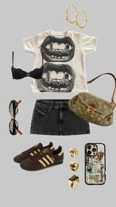 Band Tee Summer Outfit, Ahs Outfit Ideas, Kendrick Lamar Concert Outfit, Sza Concert Outfit Ideas, Outfit Layout Aesthetic, Sza Concert Outfit, Rap Concert Outfit Ideas, Billie Eilish Outfits, Ny Outfits