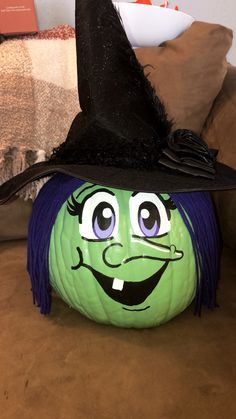 pumpkin painting ideas are here!!! Witch Painted Pumpkin Ideas, Painted Witch Face Pumpkin, Halloween Pumpkins Painted Witches, Pumpkin Painting Witch Face, Witch Face Pumpkin Painting, Paint Witch Pumpkin, Pumpkin Faces Painting Ideas, Painted Witch Pumpkin Faces, Painted Witch Face