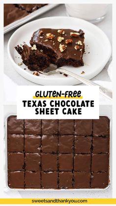 This is the gluten-free Chocolate Texas Sheet Cake recipe you've been waiting for! All the classic chocolate flavor & delicious texture you love--just made gluten-free! This easy gluten-free chocolate sheet cake is perfect for serving a crowd and always a popular dessert for a summer BBQ. Whether you like your gluten-free Texas sheet cake WITH or WITHOUT pecans, we've got an option for you! Get the recipe & our best tips at Sweets & Thank You Chocolate Texas Sheet Cake, Texas Chocolate Sheet Cake, Chocolate Sheet Cake Recipe, Glutenfri Baking, Texas Sheet, Gluten Free Chocolate Cake, Easy Gluten Free Desserts, Texas Sheet Cake