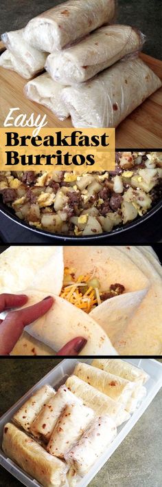 the process of making easy breakfast burritos